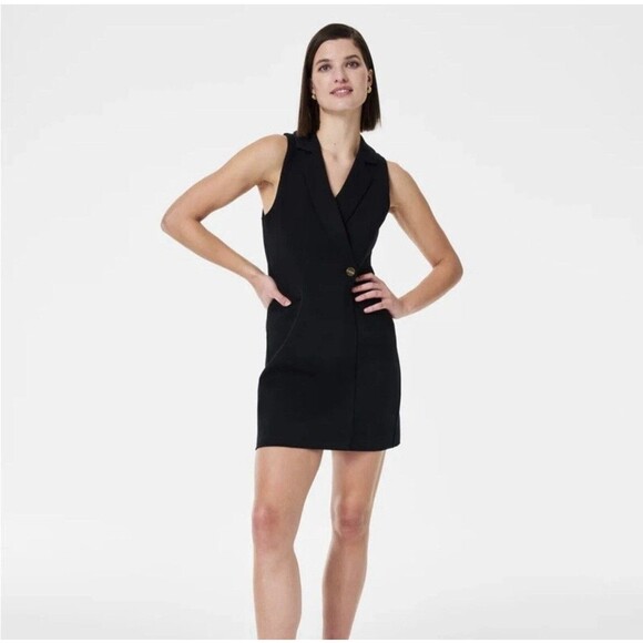 Spanx The Perfect Vest Dress Ponte Black Sleeveless Office Size M Mini - Picture 1 of 6